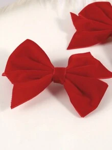 2 peças Laços de cabelo de veludo para meninas Laço vermelho Clipes de jacaré Pequenos laços de veludo lisos Outono Inverno Grampos de cabelo Laços de rabo de cavalo Grampos Acessórios de cabelo para meninas