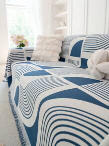 1pc Simple & Modern Sofa Blanket, Geometric Pattern Sofa Cover, Pet-Friendly Anti-Scratch Sofa Protector, Machine Washable, Suitable For L-Shaped & 1/2/3/4-Seater Sofas (Sold Separately)
