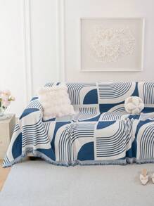 1pc Simple & Modern Sofa Blanket, Geometric Pattern Sofa Cover, Pet-Friendly Anti-Scratch Sofa Protector, Machine Washable, Suitable For L-Shaped & 1/2/3/4-Seater Sofas (Sold Separately)