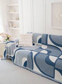 1pc Simple & Modern Sofa Blanket, Geometric Pattern Sofa Cover, Pet-Friendly Anti-Scratch Sofa Protector, Machine Washable, Suitable For L-Shaped & 1/2/3/4-Seater Sofas (Sold Separately)