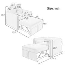 3 In 1 Convertible Sleeper Chair With Adjustable Backrest, Lounger Chair Turns Into Bed, Single Bed For Living Room, Linen, Tan - Blue - View 7