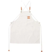1pc Chef Apron For Women Men, Canvas Cross Back Work Apron With Adjustable Strap And Large Pockets Apron, Kitchen Cooking Baking Grill BBQ Apron, For Home, Kitchen, Restaurant, Salon, Cosmetology, Coffee Shop, Flower Shop, Bar, Bistro, Farmhouse, Garden
