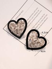 1pair Elegant Black Heart Shape Artificial Crystal Earrings Suitable For Women's Daily Wear Valentines