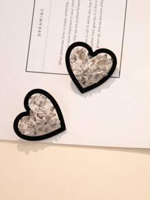 1pair Elegant Black Heart Shape Artificial Crystal Earrings Suitable For Women's Daily Wear Valentines