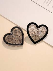 1pair Elegant Black Heart Shape Artificial Crystal Earrings Suitable For Women's Daily Wear Valentines