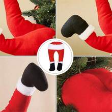 1pc Christmas Legs Tree Decoration - Christmas Tree Decoration Fabric Legs Stuck Christmas Tree Topper Garland Decoration Posable Fabric Legs For Tree Ornament Party Decoration Best Gifts Christmas Decorations Winter Room Decor - Multicolor - View 3