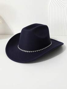 1 peça feminina boêmia retrô rua chique coração strass decorado boné de cowgirl ocidental, adequado para primavera, verão, outono e inverno, chapéu de festa casual