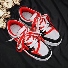 1 đôi giày thể thao đế phẳng đi bộ ngoài trời thoải mái cho nam bằng da - Đỏ - Xem 4