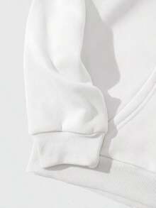 Sudadera Otoño/Invierno Mujer Sudadera Casual Suelta Estampado "LOVE" y Corazón Sudadera con Capucha y Bolsillos Canguro - Blanco - Ver 5