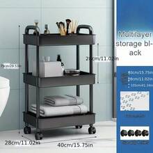 3 层滚动式厕所储物车，可移动落地式搁架单元，适用于客厅、零食和家庭组织
