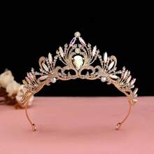 1pc Crown Headpiece For Women, Suitable For Bride, Princess, Stage Performance, Royal Bridal Wedding Party Headband Halloween - Gold - View 9