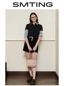 SMTING 法式时尚小方形翻盖单肩包、办公室女士链条斜挎包、粉色女士手提包，适合约会和聚会 - 粉色 - 查看 6