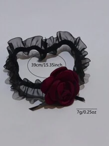 1 件时尚性感黑色蕾丝哥特式浪漫婚礼新娘伴娘红玫瑰吸血鬼服装腿吊袜带大腿链身体首饰万圣节情人节