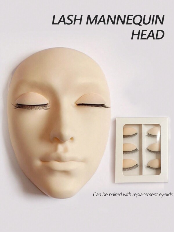 Lash Mannequin Head,Silicone Fake Facial Training Skin Cosmetology Eyelash Eye Extension Practice Makeup Face Treatment Tools