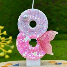 Velas Digitas de Cauda de Sereia Rosa Brilhante, Velas de Aniversário Criativas DIY para Decoração de Bolo, Festa e Decoração Doméstica - Multicolorido - Visão 19