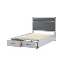81 "Long X 57" Wide X 51 "Gray PU Full Bed With High Band Storage, Weight Capacity Up To 370 LBS - 灰色+實木 - 查看 4
