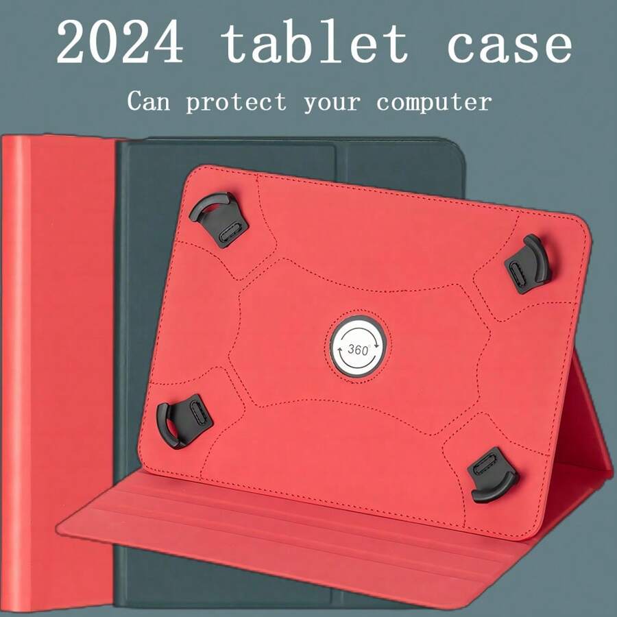 360度旋转通用平板电脑保护套 带弹力角皮质保护套 适用于9寸-10寸7寸-8寸平板电脑保护套 通用平板电脑保护套 防滑条纹 支持触屏平板电脑 - 黑色 - 查看 1