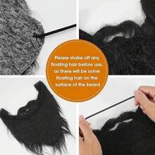 1pc Halloween Costume Party Prop Black Fake Beard, Stage Performance Cosplay Mustache Funny Prank Accessories - Black - View 7
