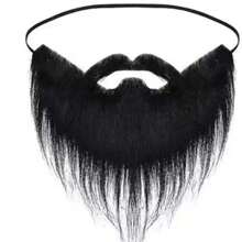 1pc Halloween Costume Party Prop Black Fake Beard, Stage Performance Cosplay Mustache Funny Prank Accessories - Black - View 2