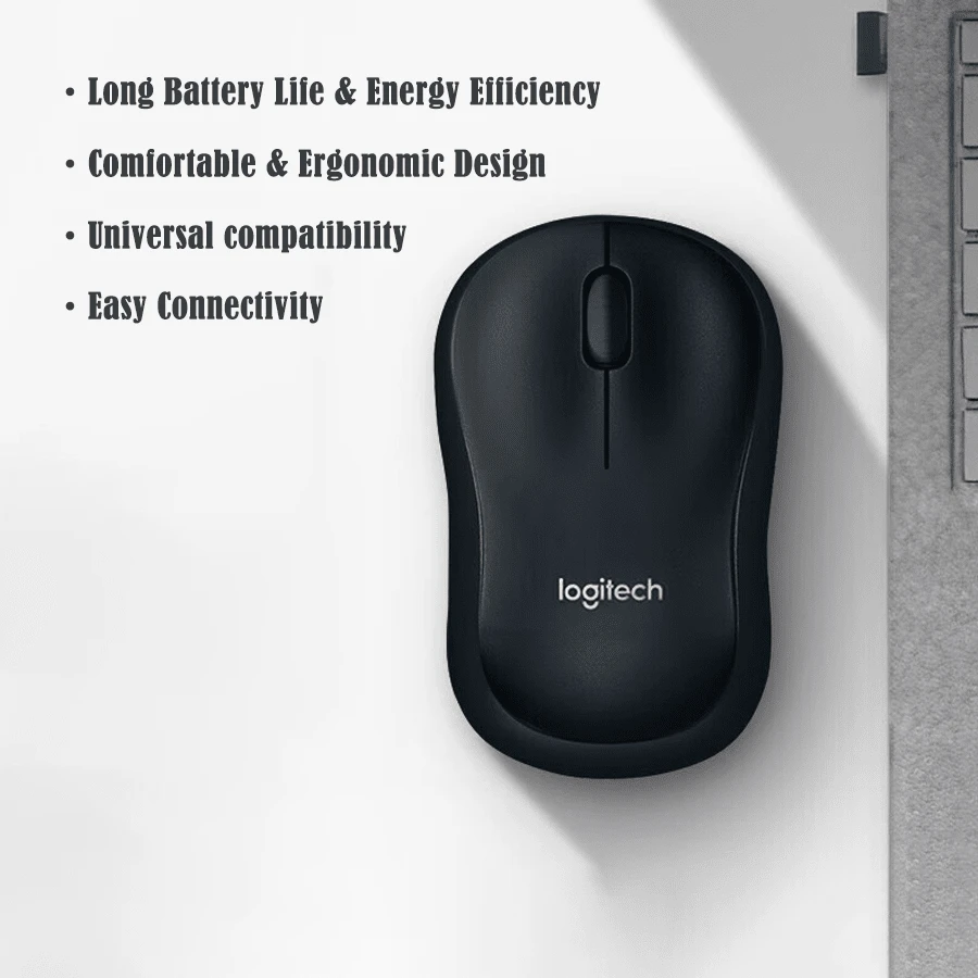 Logitech Wireless Mouse B220 Business Office Quiet USB Wireless Mouse, Small And Compact Suitable For Medium And Small Hands, Applicable To Laptops And Desktops, Symmetrical Mouse With 2.4G Wireless Receiver, Black - Black - View 1