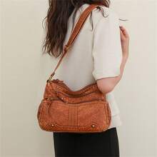 Túi Tote Retro Thời Trang Có Đinh Tán Bắt Mắt - Thiết Kế Đeo Chéo Rộng Rãi Cho Phụ Nữ - Túi Đeo Vai Hoàn Hảo Cho Mọi Ngày - màu nâu - Xem 2