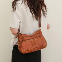 Túi Tote Retro Thời Trang Có Đinh Tán Bắt Mắt - Thiết Kế Đeo Chéo Rộng Rãi Cho Phụ Nữ - Túi Đeo Vai Hoàn Hảo Cho Mọi Ngày - màu nâu - Xem 4