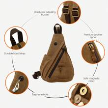 PAKRYS Cowboys Sling Bag For Men With Earphone Hole Vintage Zipper For Girls Boys Hiking Travel Beach Gym School Camping Outdoor