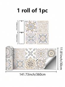 SUPSTICKER 1 cuộn Miếng dán tường nhà bếp chống dầu họa tiết Bohemian, không thấm nước, tự dính, có 3 kích cỡ: 11,81"X47,24"/94,49"/141,73" - Nhiều màu - Xem 10