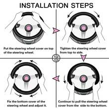 卡通可爱毛绒方向盘套，适合女孩，JXJKMMN 毛茸茸耳朵方向盘套，冬季保暖毛绒汽车方向盘套，可爱车内装饰（粉色） - 粉色 - 查看 6