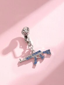 1pc Gun Shaped Fake Belly Button Ring, Fashionable Non-Piercing Belly Button Clip For Daily Wear