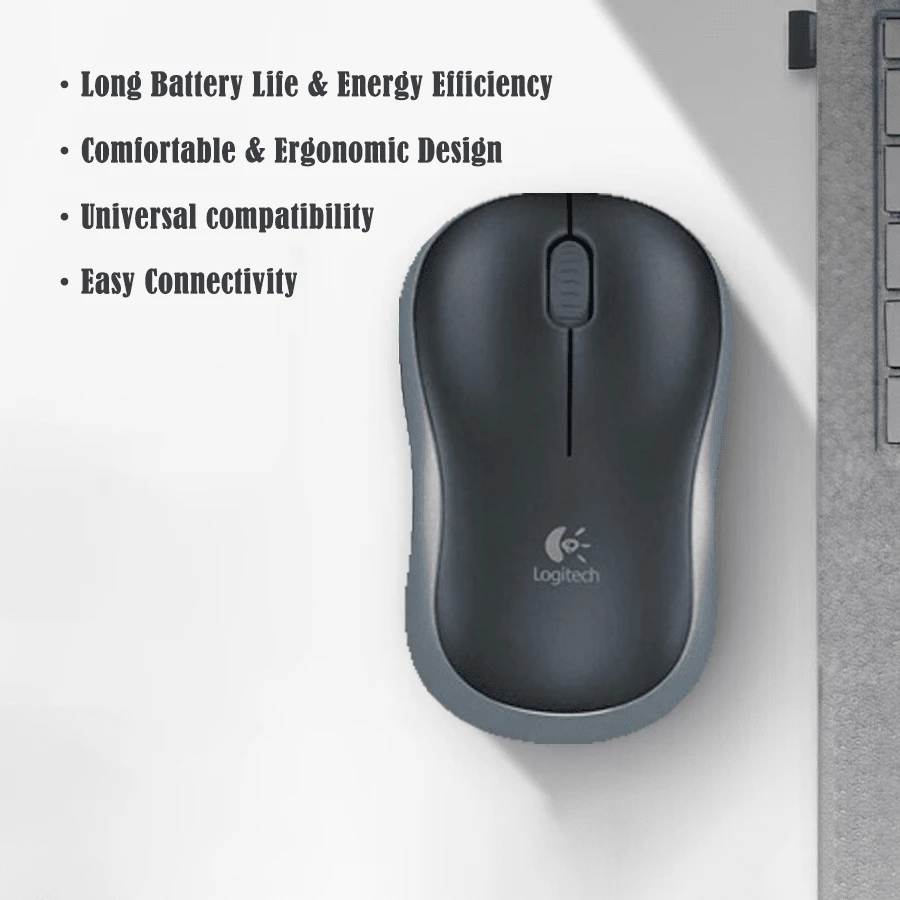 Logitech Ratón inalámbrico B175, USB para oficina y negocios, ambidiestro, plug & play, para portátil, ratón de oficina, color negro - Negro - Ver 1