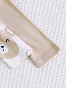 2件装男婴可爱卡通熊印花连体衣，四季皆宜 - 棕色 - 查看 3