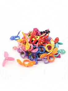 10pcs Rabbit Ear Hair Ties For Women Cute Bowknot Hair Ties Towel Ring Elastic Hair Ropes (Random Color) Halloween