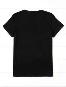 Men's Summer Casual Round Neck Short Sleeve Printed T-Shirt, Comfortable And Quick-Drying For Daily Wear, Work And Resort Vacation - màu đen - Xem 2