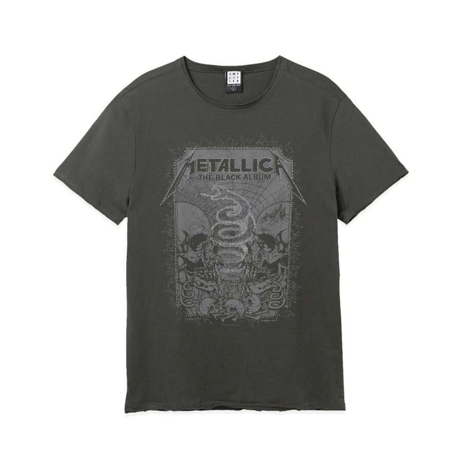 Amplified Mens The Black Album Metallica Diamante T-Shirt (Charcoal) - Grey - View 1
