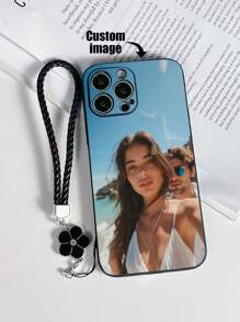 1PC Black TPU Customizable Pattern Shockproof Phone Case & 1pc Black Flower Resin Crystal Studded Phone Lanyard Strap Compatible With IPhone/Android Phone Models Phone Charm,Lanyard,Strap Fashion ,Stylish,Colorful,Cute,Contracted,Funny,Matching Phone Cases,Kawaii Custom,Personalized,Unique,Customized Ideal Gifts For Him Boyfriend,Girlfriend,Family,Friends,Grandparents,Couple,Pet Lovers For Anniversaries,For Birthdays,For Graduation,For Weddings,For Christmas,For Halloween,For Winter,For Prom,For Fall,For Mother's Day,For Father's Day Iphone Case,Phone Cover,Phone Accessories