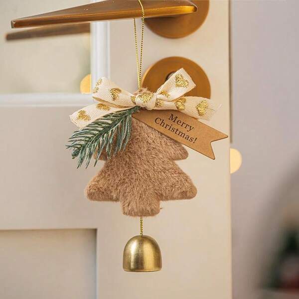 Adorno de árbol de Navidad con cascabel, adorno colgante de Navidad con lazo y campanilla, adecuado para árbol de Navidad, decoración de auto, decoración colgante para fiesta festiva