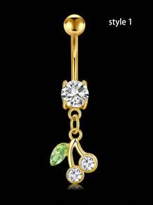 1 chiếc khuyên rốn bằng thép không gỉ đính đá Zirconia 14G, khuyên rốn hình trái tim và bướm đính đá Zirconia 14G ít gây dị ứng, trang sức Giáng sinh và Halloween cho nữ và bé gái. - Nhiều màu - Xem 15