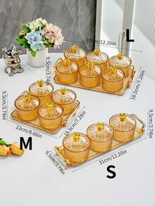 1 件 3/4/6 格水果碗北欧干果零食盘 - 皇冠手柄圆形水果盘带分隔格和盖盒 - 包括水果盘和托盘 - 多种颜色可选 - 彩色 - 查看 2