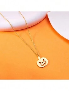 Dây chuyền mặt hình ma và bí ngô bằng thép không gỉ Unisex mới, Dây chuyền choker thời trang cho Halloween, Giáng sinh, Năm mới, Quà tặng ngày lễ tình nhân - Bạc - Xem 4