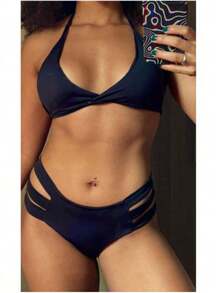 SHEIN IN BRAZIL Neon Bikini With Lined Cups Panties With Wide Straps Small/Foreign/Swimwear/Swimsuit/Full/Fast Direct Shipping - 紫色 - 查看 8