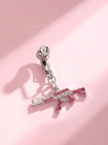 1pc Gun Shaped Fake Belly Button Ring, Fashionable Non-Piercing Belly Button Clip For Daily Wear