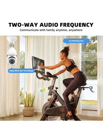 1pc 8MP/5MP 1080P HD WiFi Bulb Camera, Dual 2.4G+5G/2.4G Selectable, 355° Horizontal 90° Vertical Rotation, Video, Motion Detection, Two Way Audio, Network PTZ Camera System, Home Security Monitoring (Cloud Storage TF Card Require Separate Purchase) view 4