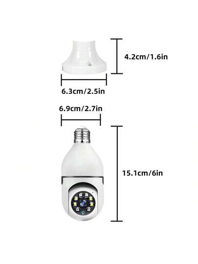 1pc 8MP/5MP 1080P HD WiFi Bulb Camera, Dual 2.4G+5G/2.4G Selectable, 355° Horizontal 90° Vertical Rotation, Video, Motion Detection, Two Way Audio, Network PTZ Camera System, Home Security Monitoring (Cloud Storage TF Card Require Separate Purchase) view 3