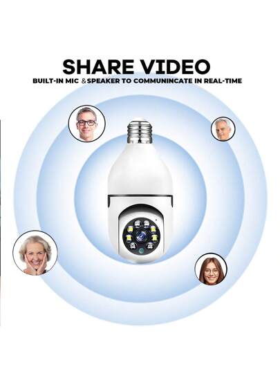 1pc 8MP/5MP 1080P HD WiFi Bulb Camera, Dual 2.4G+5G/2.4G Selectable, 355° Horizontal 90° Vertical Rotation, Video, Motion Detection, Two Way Audio, Network PTZ Camera System, Home Security Monitoring (Cloud Storage TF Card Require Separate Purchase) view 8