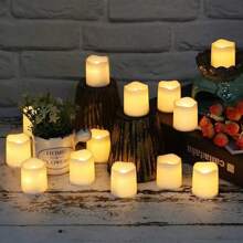 Bộ 6/12/24/48 nến LED Halloween, nến lượn sóng không lửa, thích hợp cho đám cưới theo chủ đề Halloween, tiệc sinh nhật, trang trí nhà hàng. - màu trắng ấm áp - Xem 5