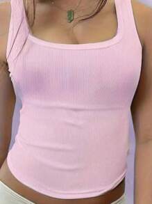 Basic Everyday Cropped Tank Top - Màu Hồng baby - Xem 1