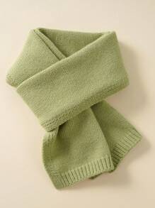 1pc Unisex Kids Knitted Warm Scarf, Simple Solid Color Windproof Comfortable Outdoor Scarf