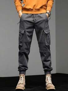 CARGO JOGGER Pants With Side Pocket With Elastic Streetwear - 深灰色 - 查看 1