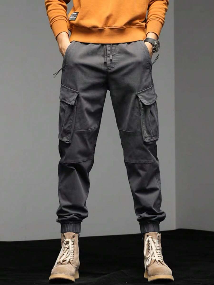 CARGO JOGGER Pants With Side Pocket With Elastic Streetwear - 深灰色 - 查看 1
